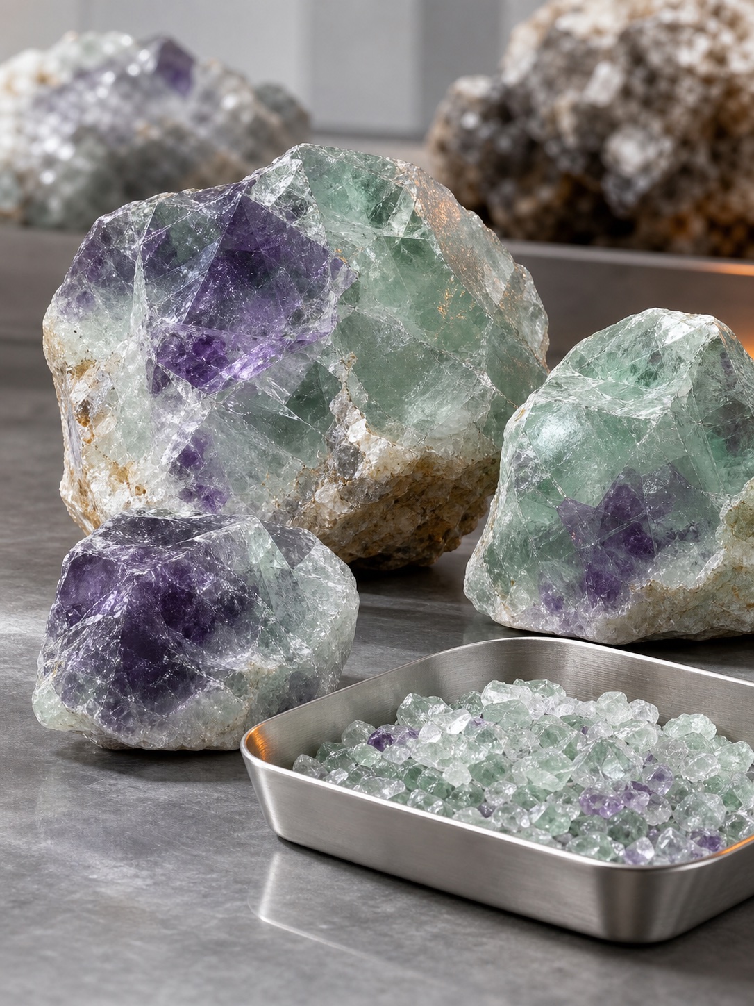 Fluorspar mineral material